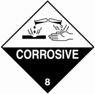 100 x 100mm UN 8 Hazard Labels "CORROSIVE"